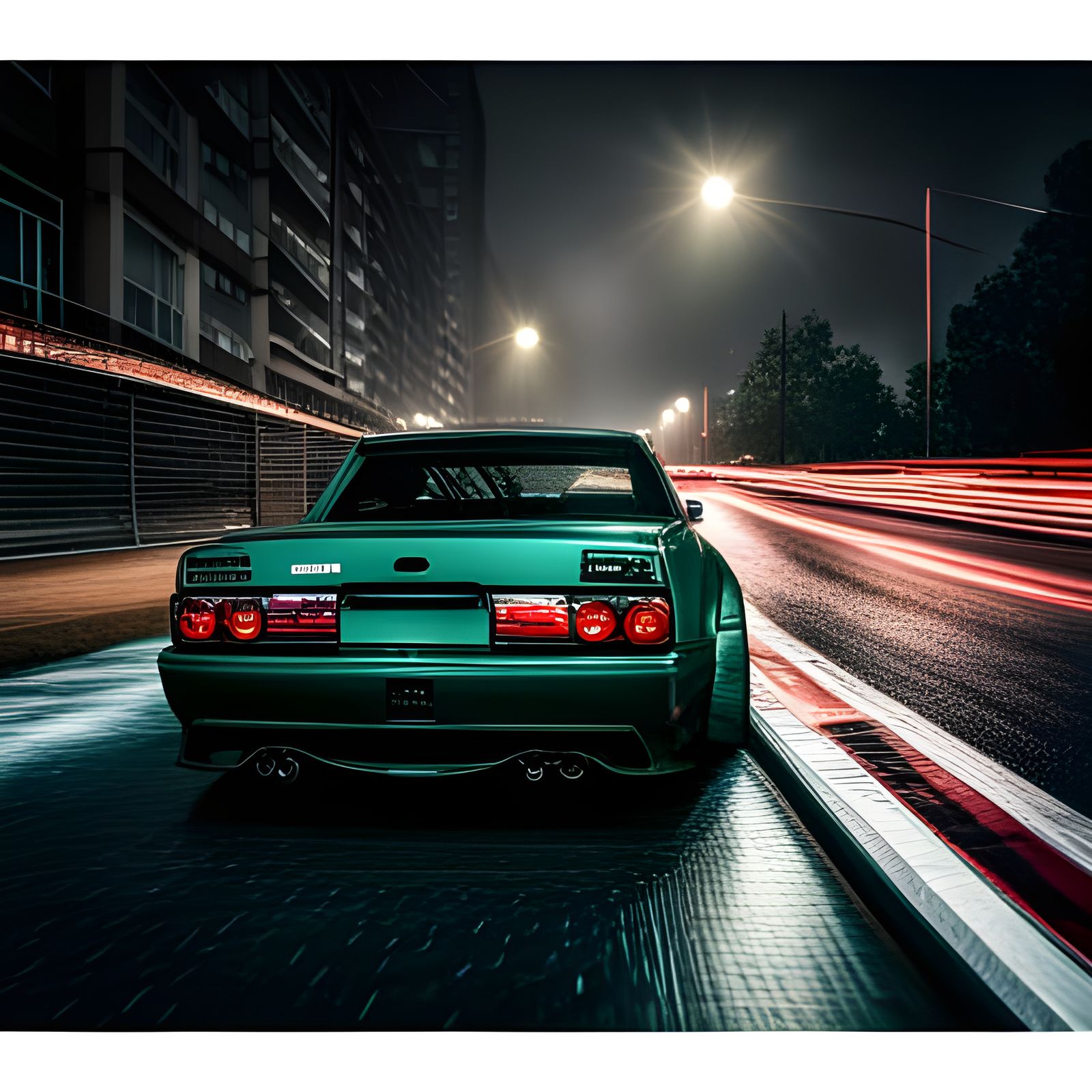 Hyperrealistic JDM Car Street Racing at Night