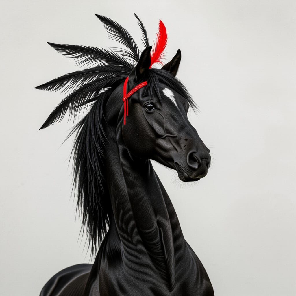 Dramatic Animal Portrait with Red Accents