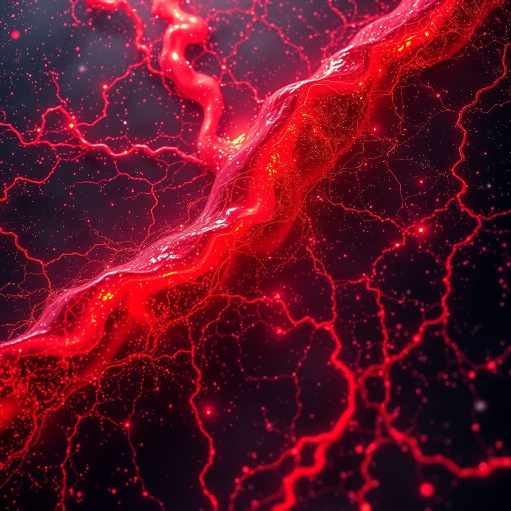 Cosmic Nebula Flow: Lava Channels and Starlight