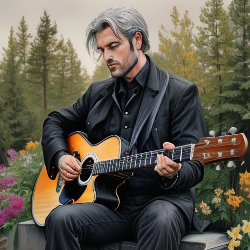 Contemplative Memorial Scene with Symbolic Elements