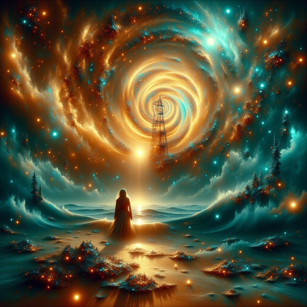 Touching Embrace Under Starry Sky, Hyperdetailed Concept Art