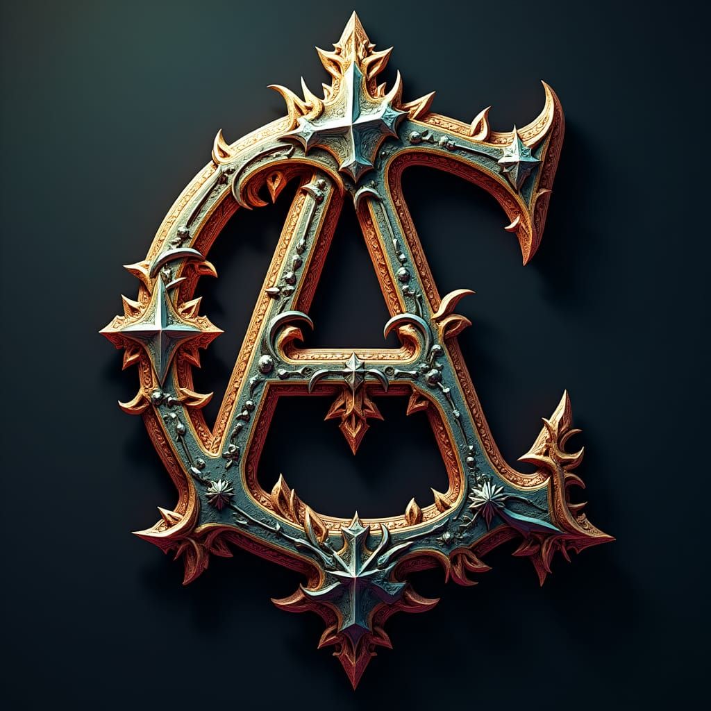 Gothic Logo Design: A and C in Ornate Style