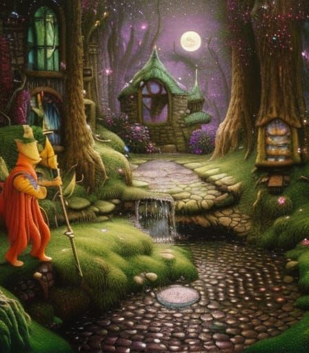 Magical Wizard's Hut in Swamp: Detailed Digital Illustration