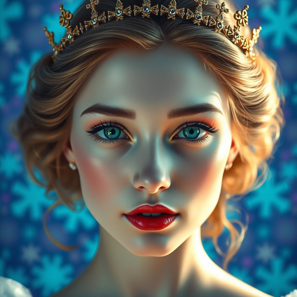 Emerald-Eyed Princess Portrait in Hyperrealistic Style