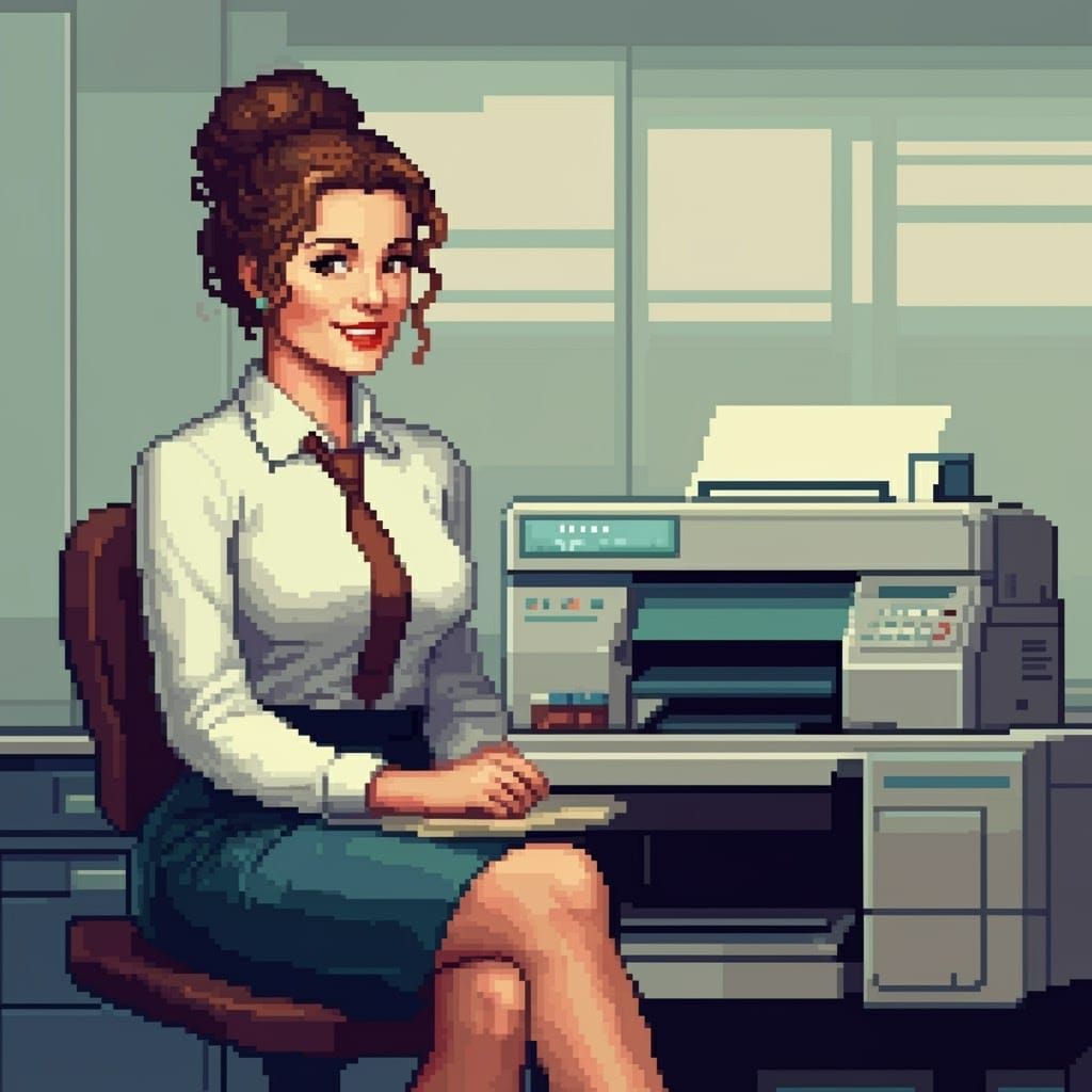 8-Bit Woman in Retro Pixel Art Style