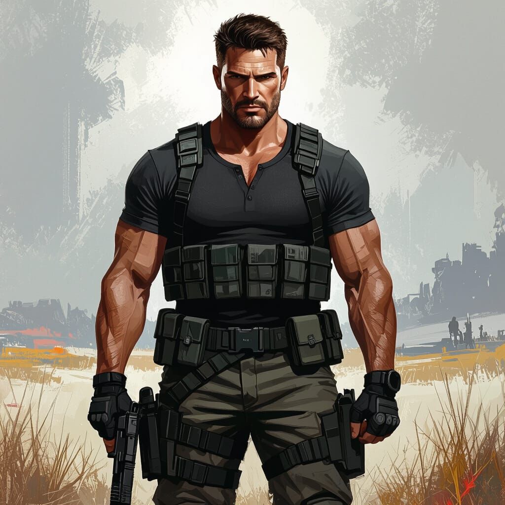 Chris Redfield in Rugged Tactical Gear