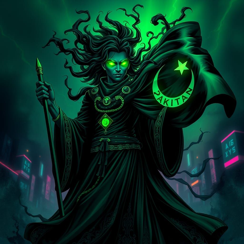 Hyperrealistic Pakistani Phonk Character with Flag