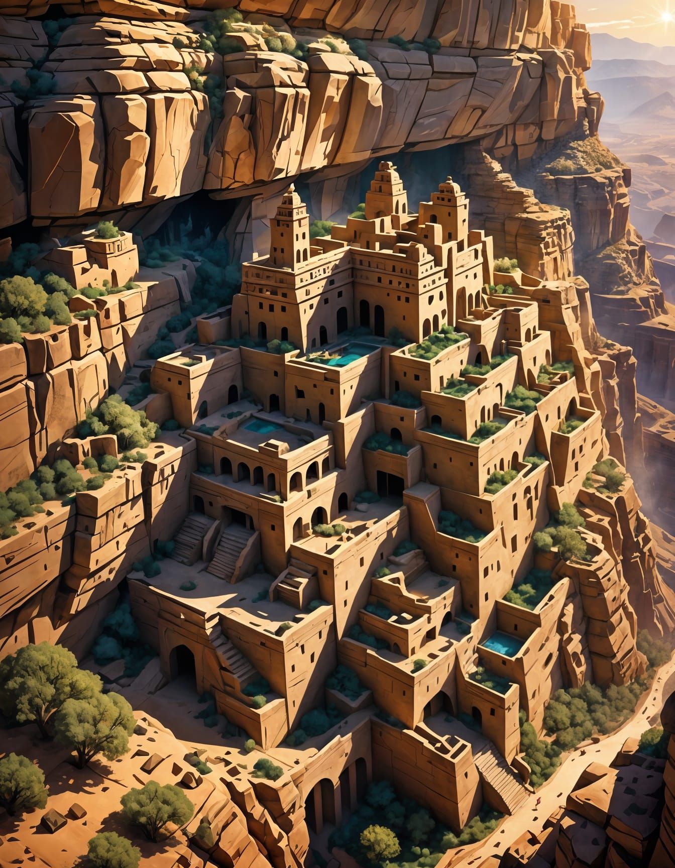 Epic Desert Palace in Pueblo Architecture Style