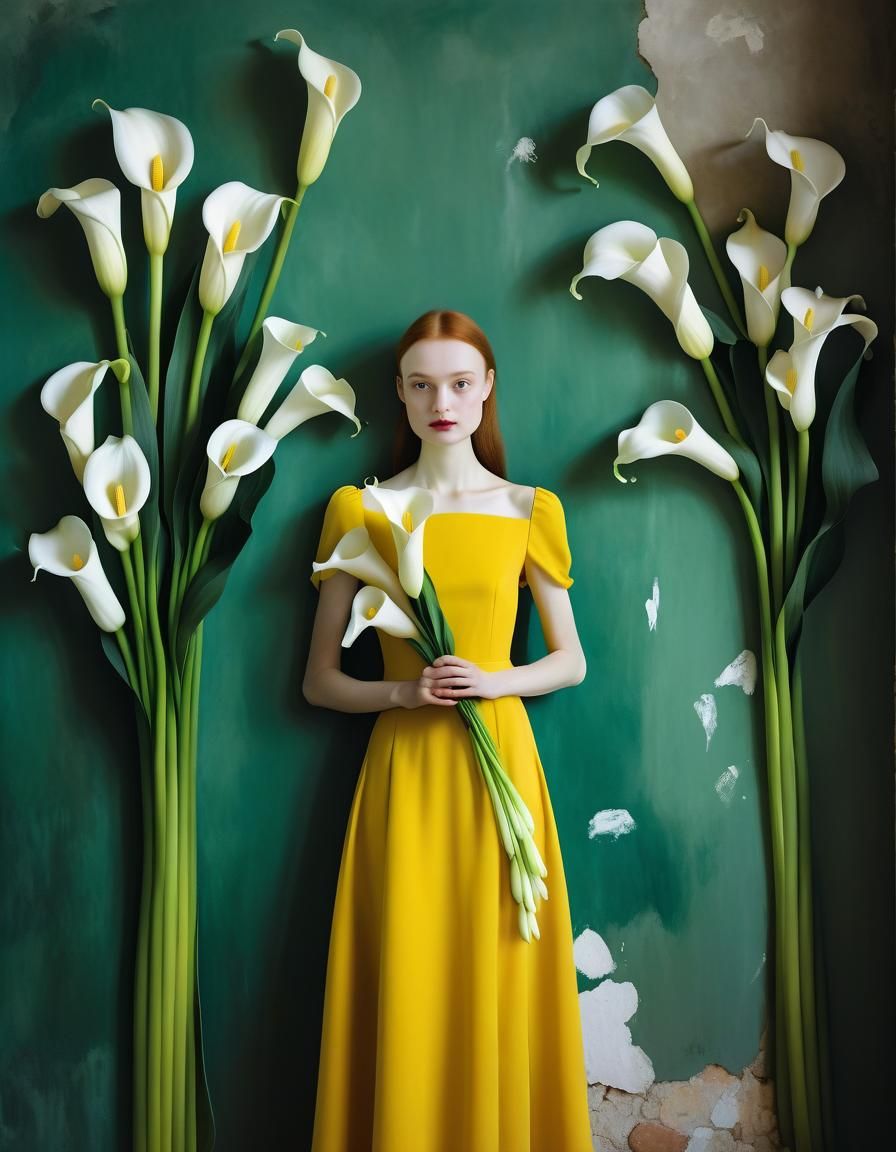 Woman with Calla Lilies in Surrealist Style