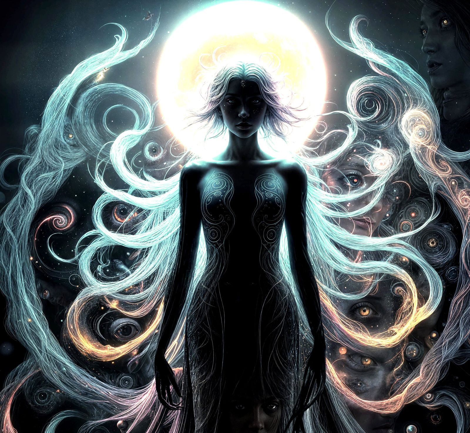 Psychedelic Dark Eidolon in Blacklight Poster Style