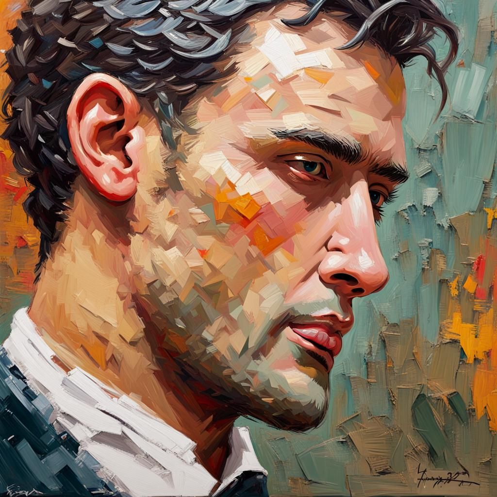 Impasto Portrait of a Handsome Man
