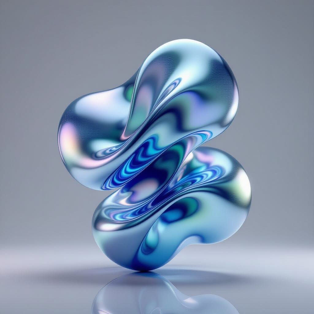 Abstract Liquid Glass Sculptures in Pearlescent Hues