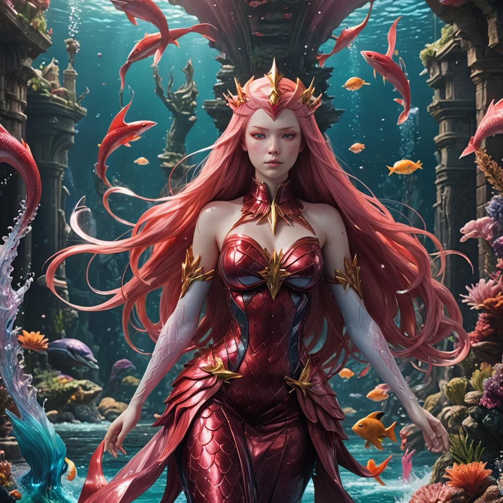 Zero Two as Mermaid: Fantasy Concept Art