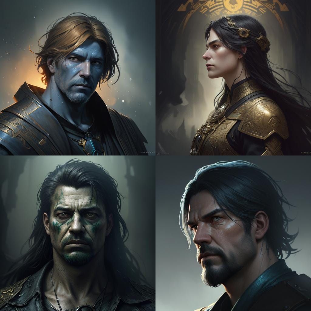 Sad Man Portrait in Hyperdetailed Art Style