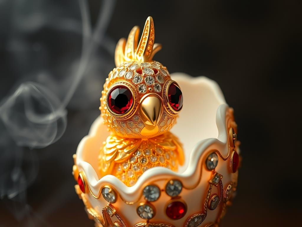 Gold, diamond and ruby parrot jewel