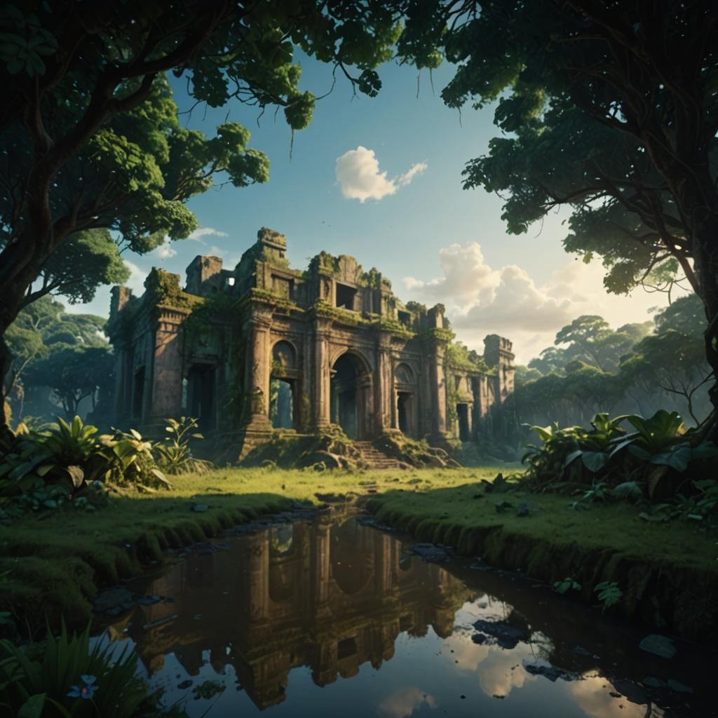 Jungle Reclaims Ancient City Ruins: Digital Matte Painting