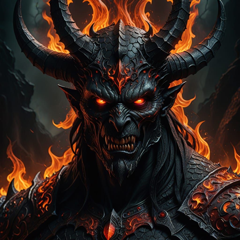 Hyperrealistic Portrait of Baal, the Dark Demon Lord
