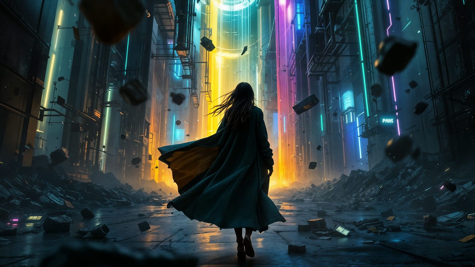 Surreal Industrial Dreamscape with Gravity Shifts