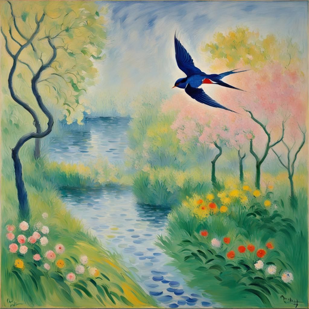 Spring Zephyr's Return: An Impressionistic Dance of Love