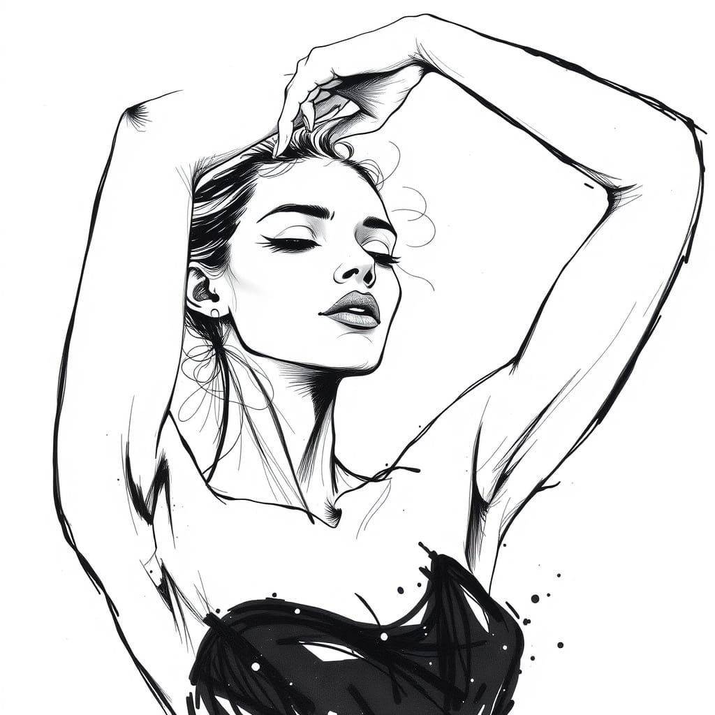 Expressive Female Form in Ligne Claire Style