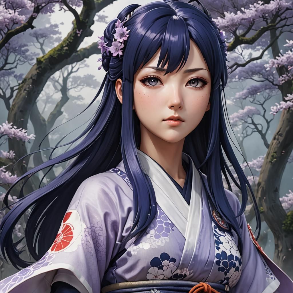 Hinata Hyuga: Battle Medic Kunoichi in Anime Style