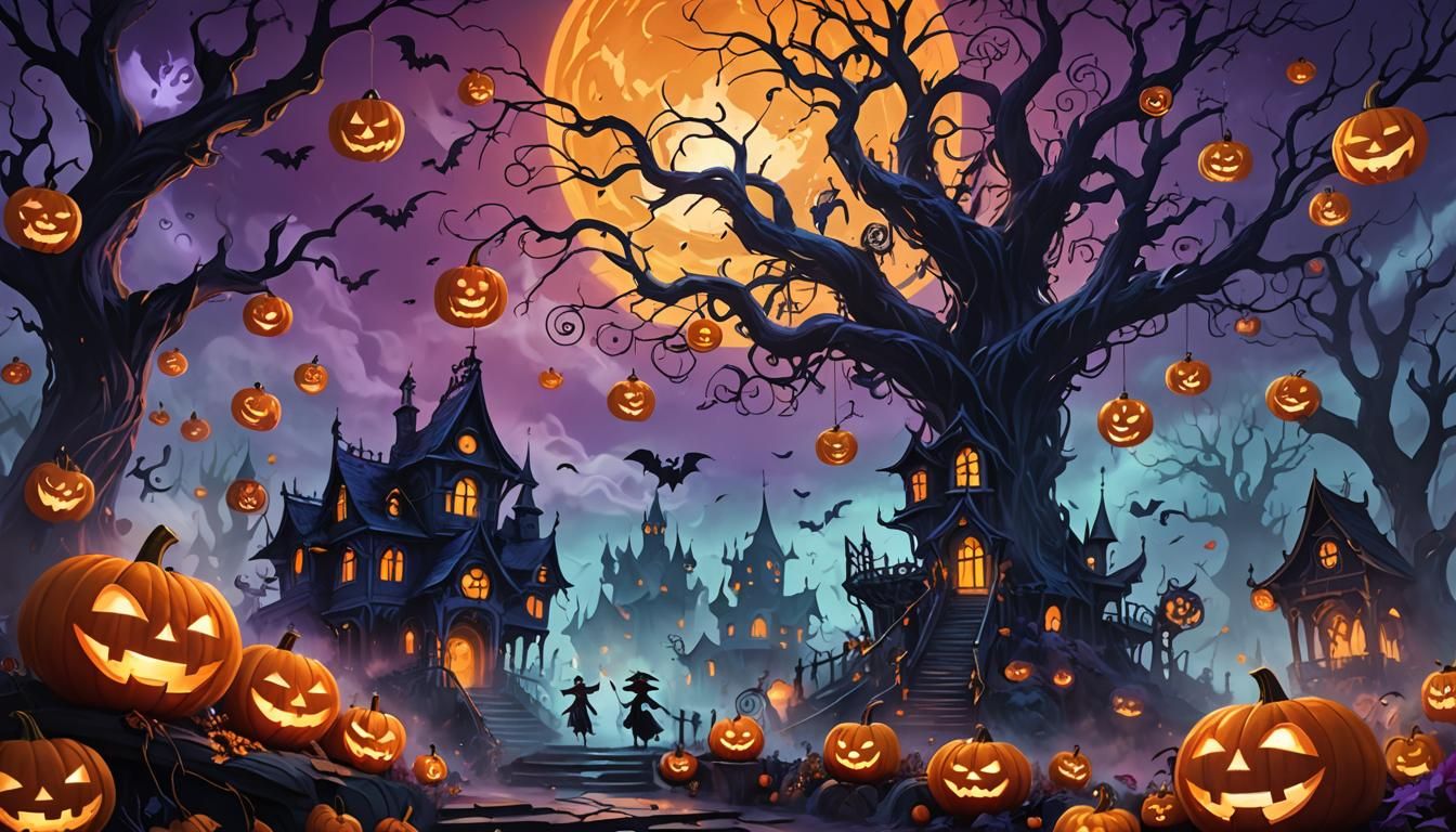 Fantasy Scene: Witches, Vampires, and Spirits in Eerie Lands...