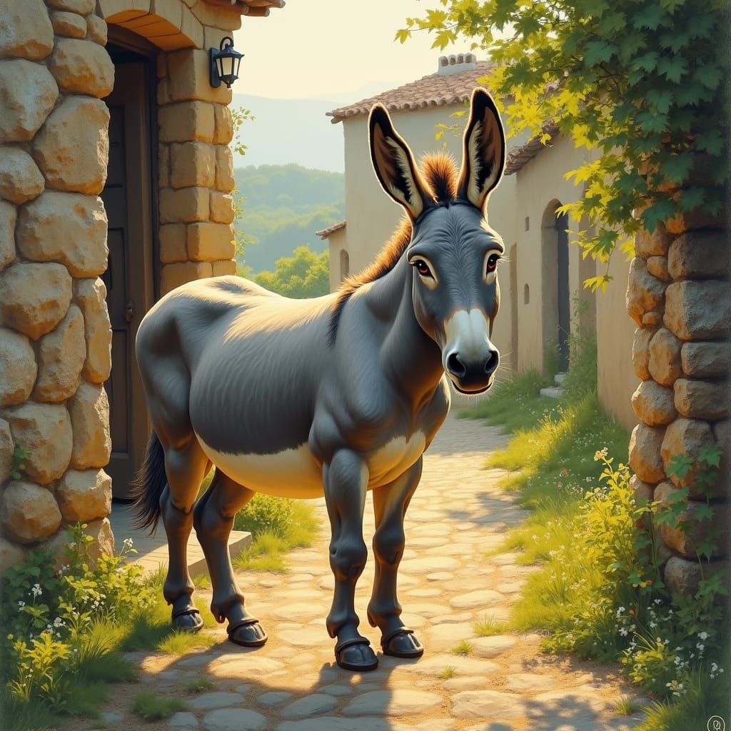 Rustic Donkey in Golden Light