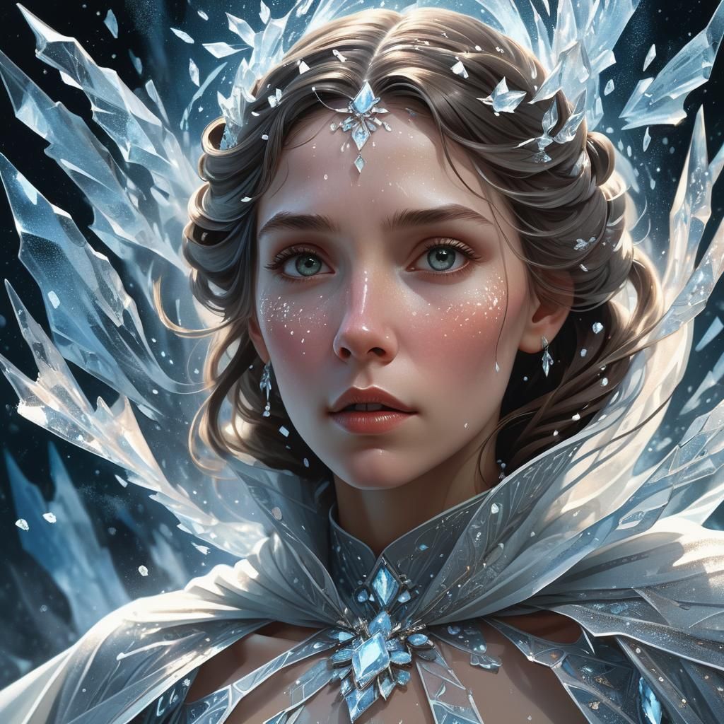 Icy Woman Portrait in Dark Fantasy Style
