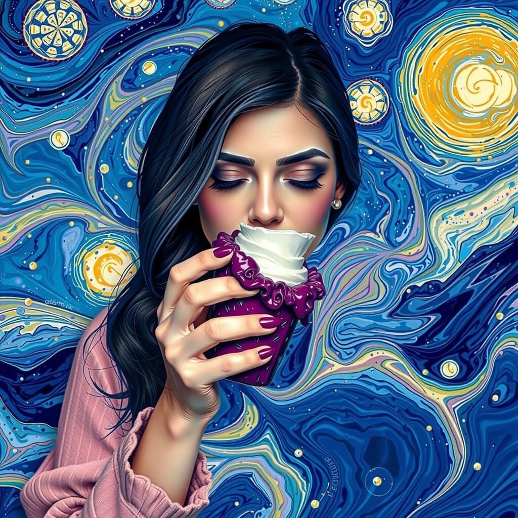 Marshmallow Dreamscape in Van Gogh Style