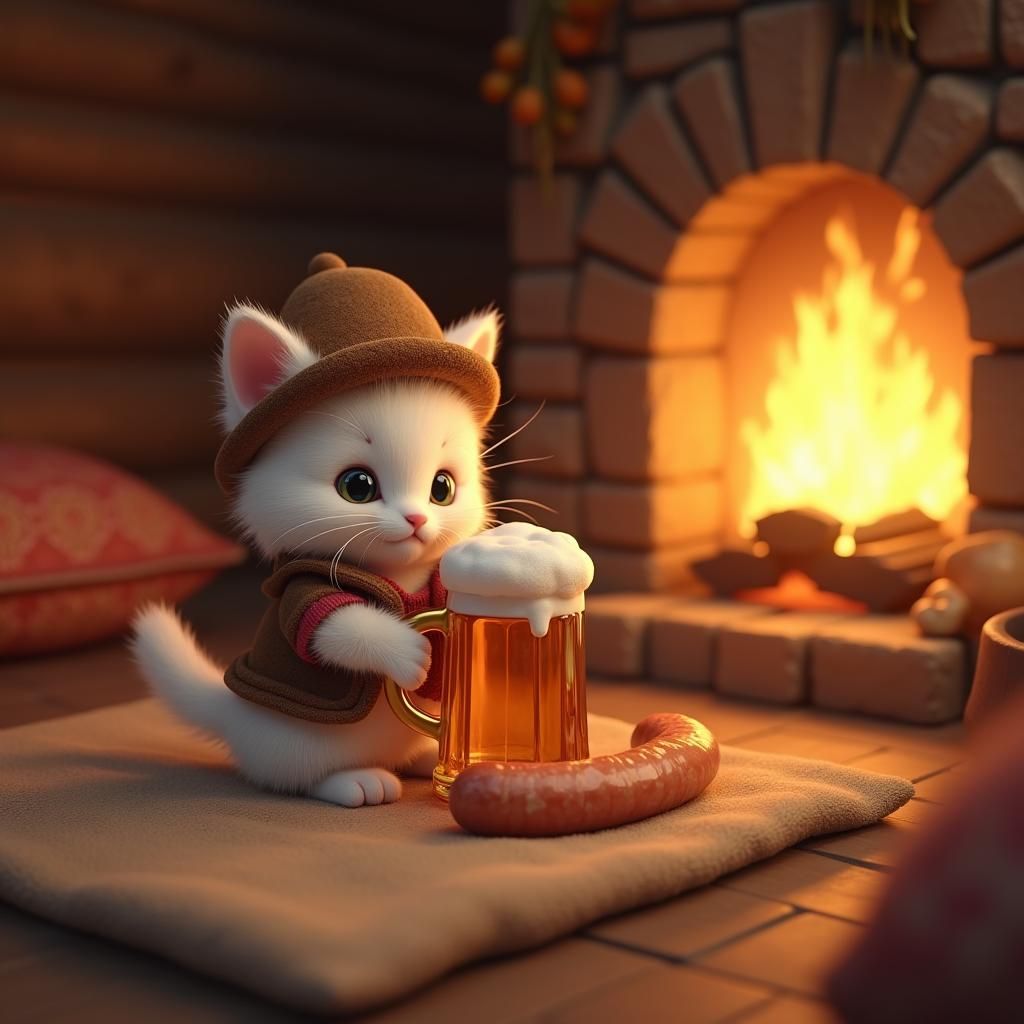 Kitten Celebrates Oktoberfest in Cozy Cabin: Anime-Inspired ...