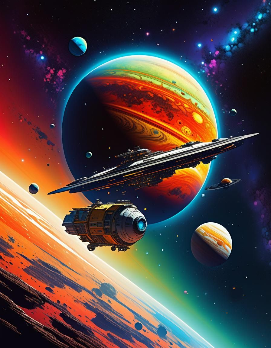 Organic Spacecraft Orbiting Gas Giant: Comic Art