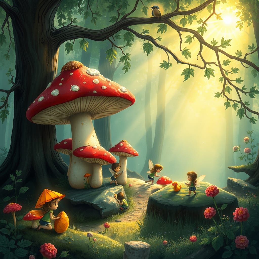 Glowing Sprites in Fantastical Mushroom Glade