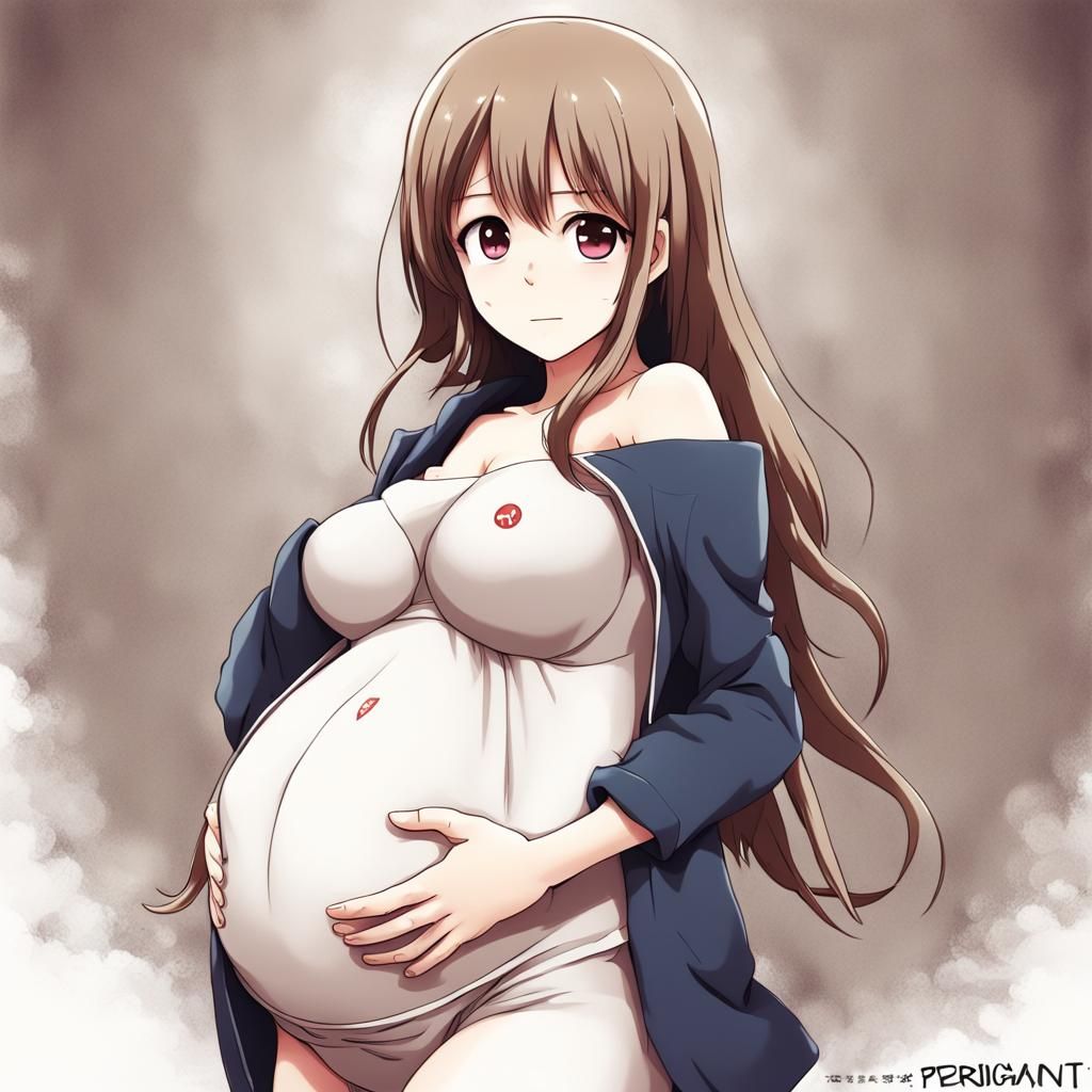 Anime Style Pregnant Girl Illustration