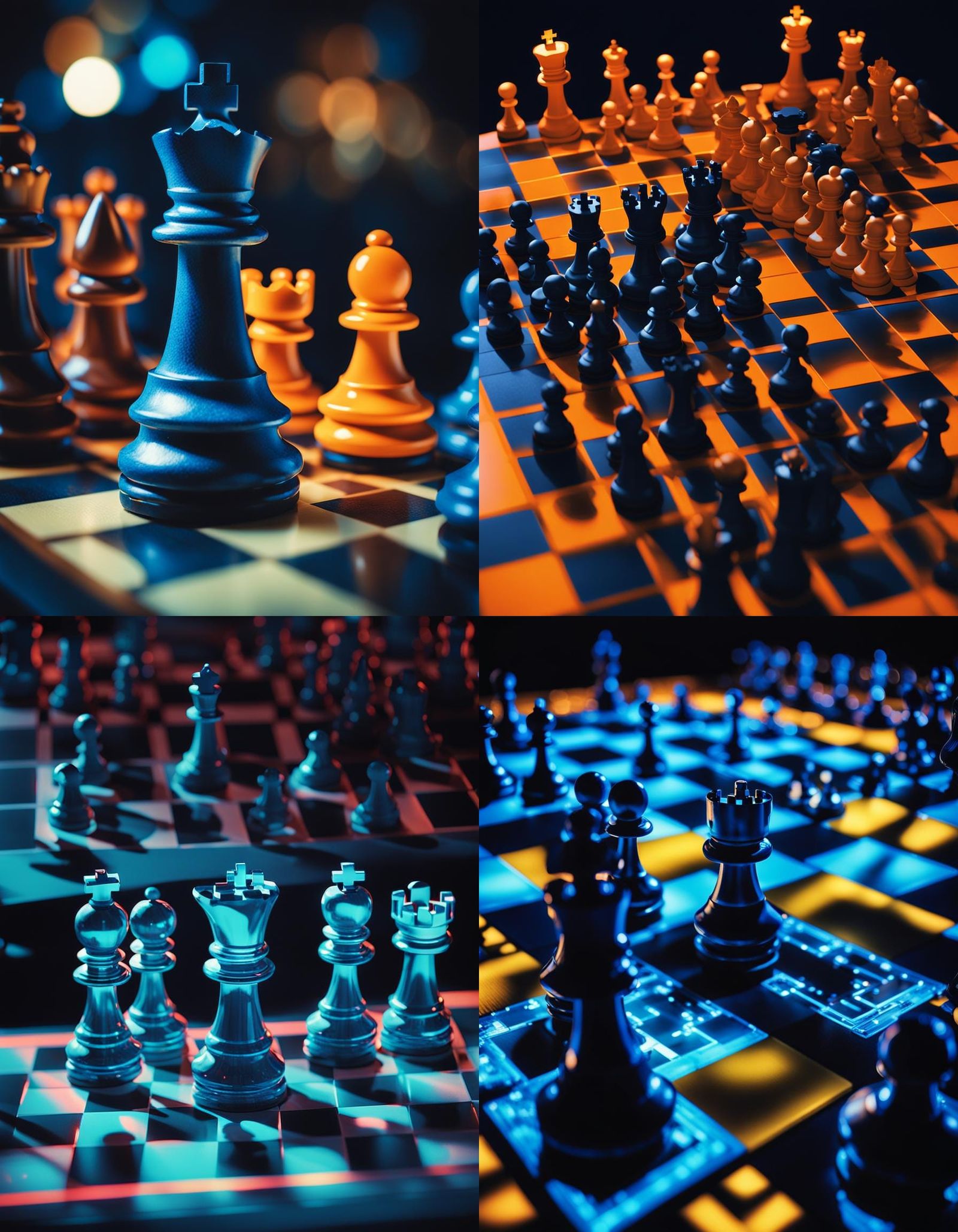 Supercomputer Monitors Chess Game: Cinematic Film Still