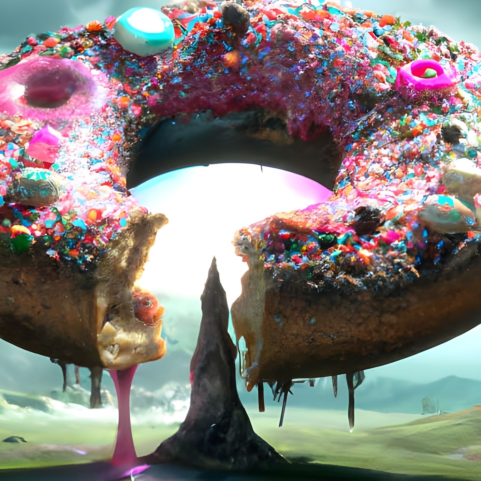 Dimensional Donut Portal in a Matte Painting