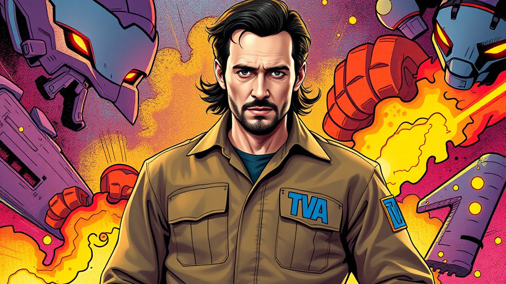 Loki in TVA Jumpsuit, Comic Book Style Illustration