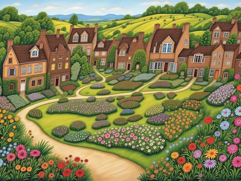 Charming Countryside Village in Morning Light