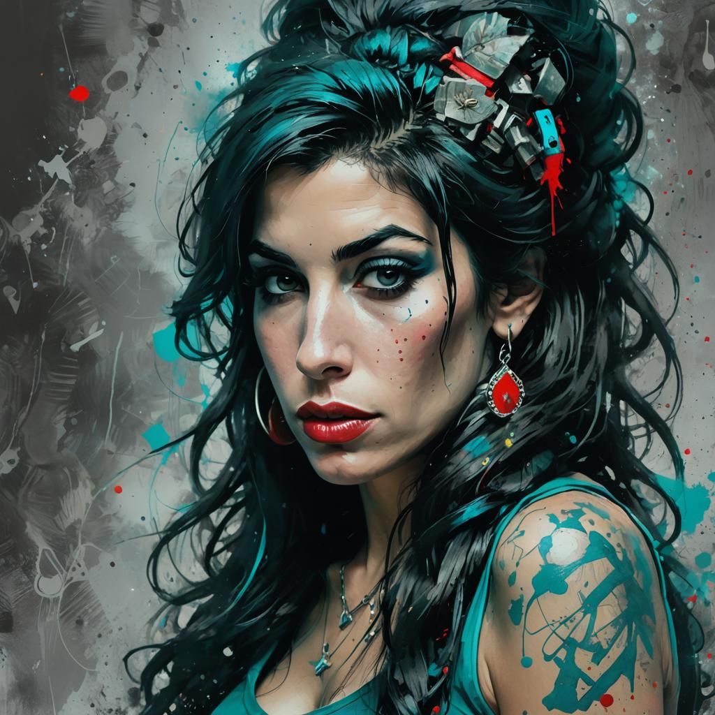 Amy Winehouse Portrait in Mystical Celtic Realm