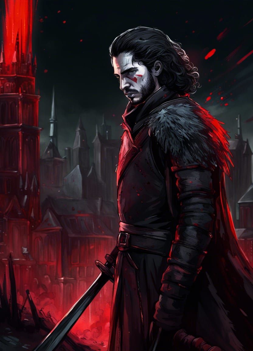 Jon Snow as Bloodborne Character in Dark Portrait
