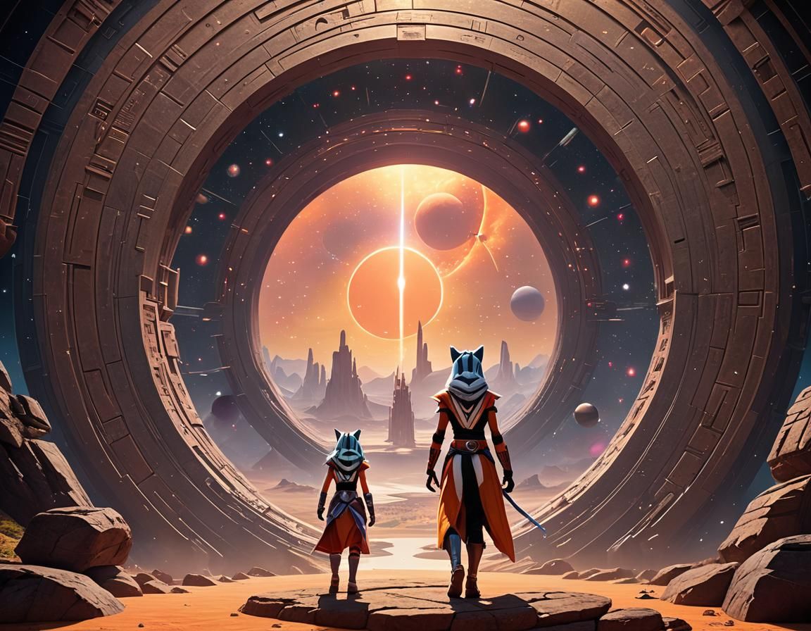 Ahsoka Tano Faces Cosmic Portal in Graffiti Art