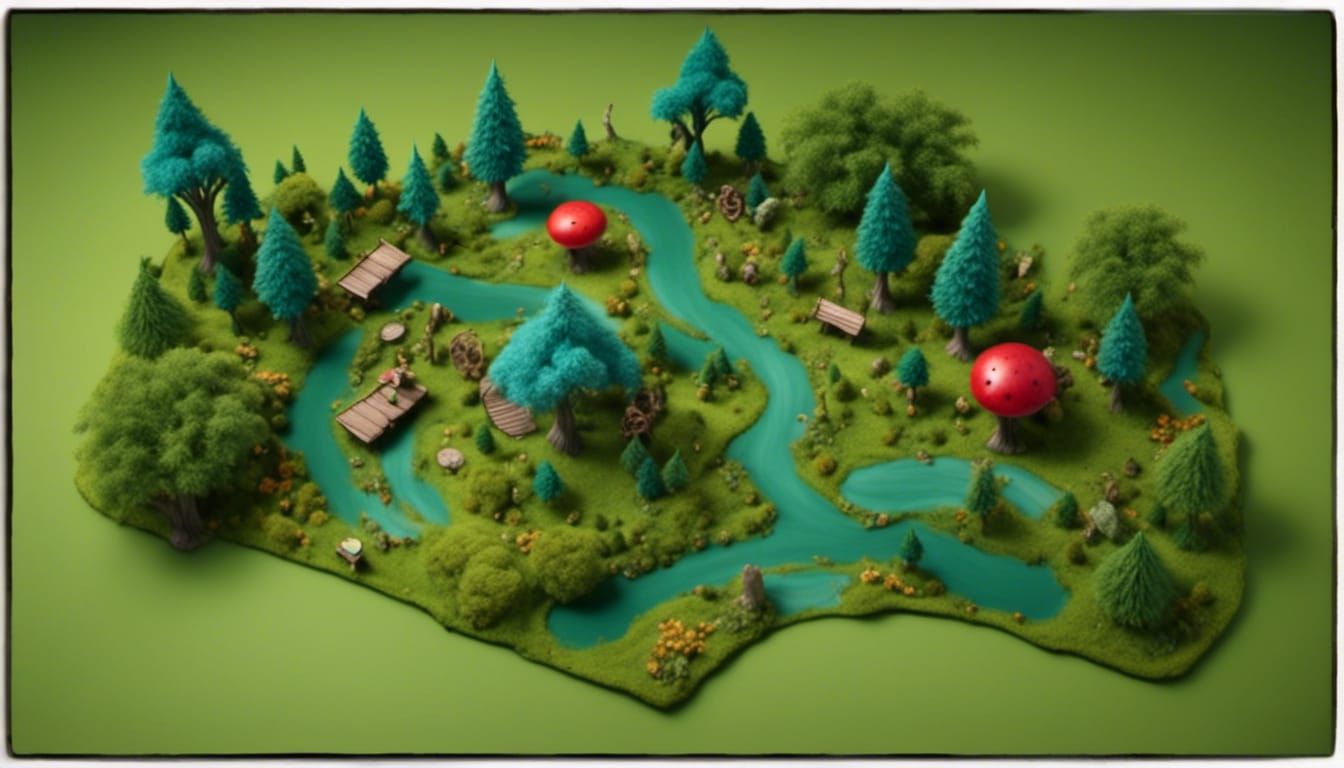 Whimsical Forest Tabletop: Top-Down View