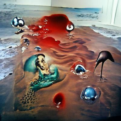 Surreal Ocean Blood Bath in Dali Style