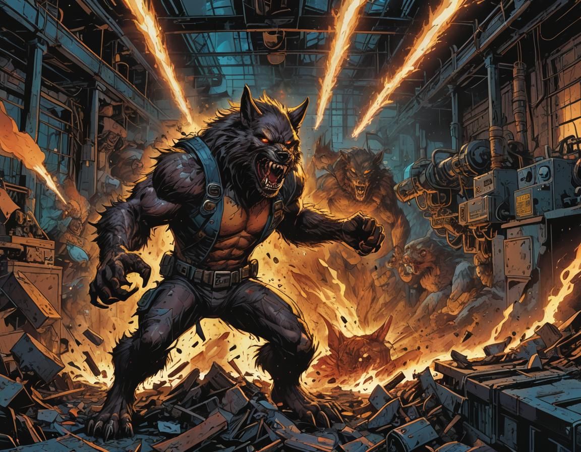 Rampaging werewolf at the rabbit factory