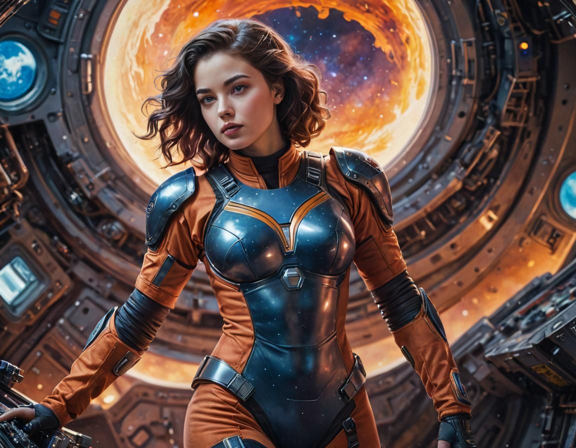 Watercolor of a Mysterious Female Space Cadet