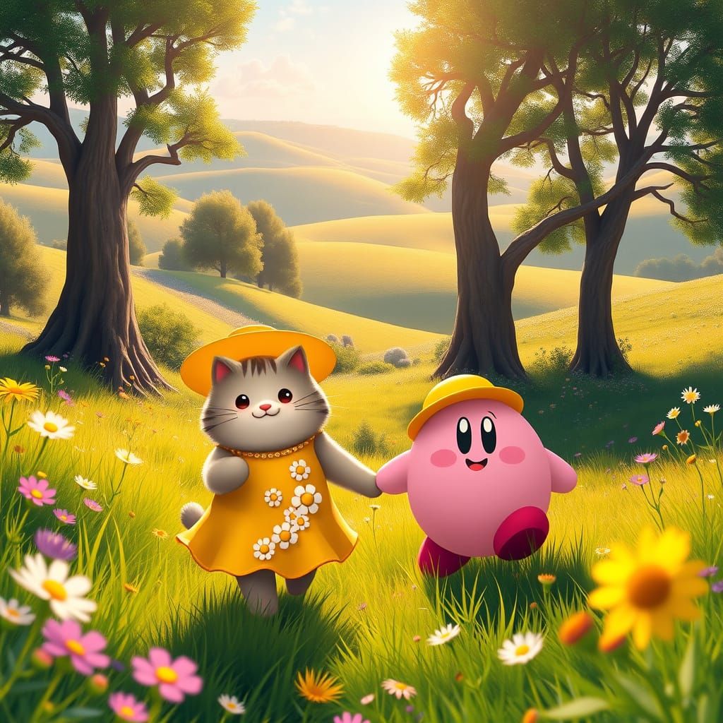 Joyful Whimsy in a Sun-Kissed Meadow