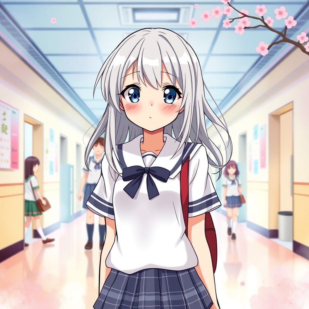 Anime Schoolgirl in Whimsical Studio Ghibli Style