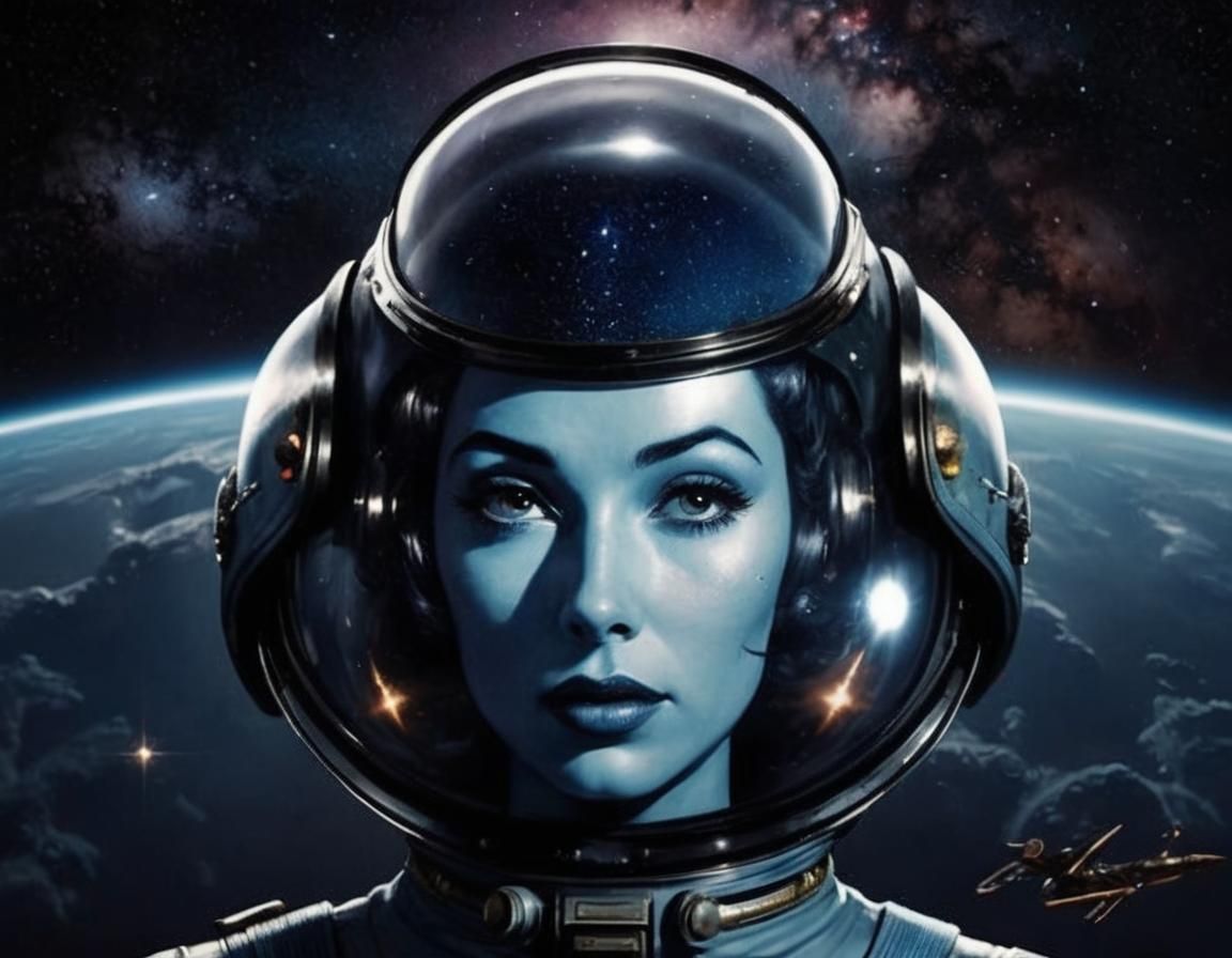 Retro Sci-Fi Space Girl in Spacesuit