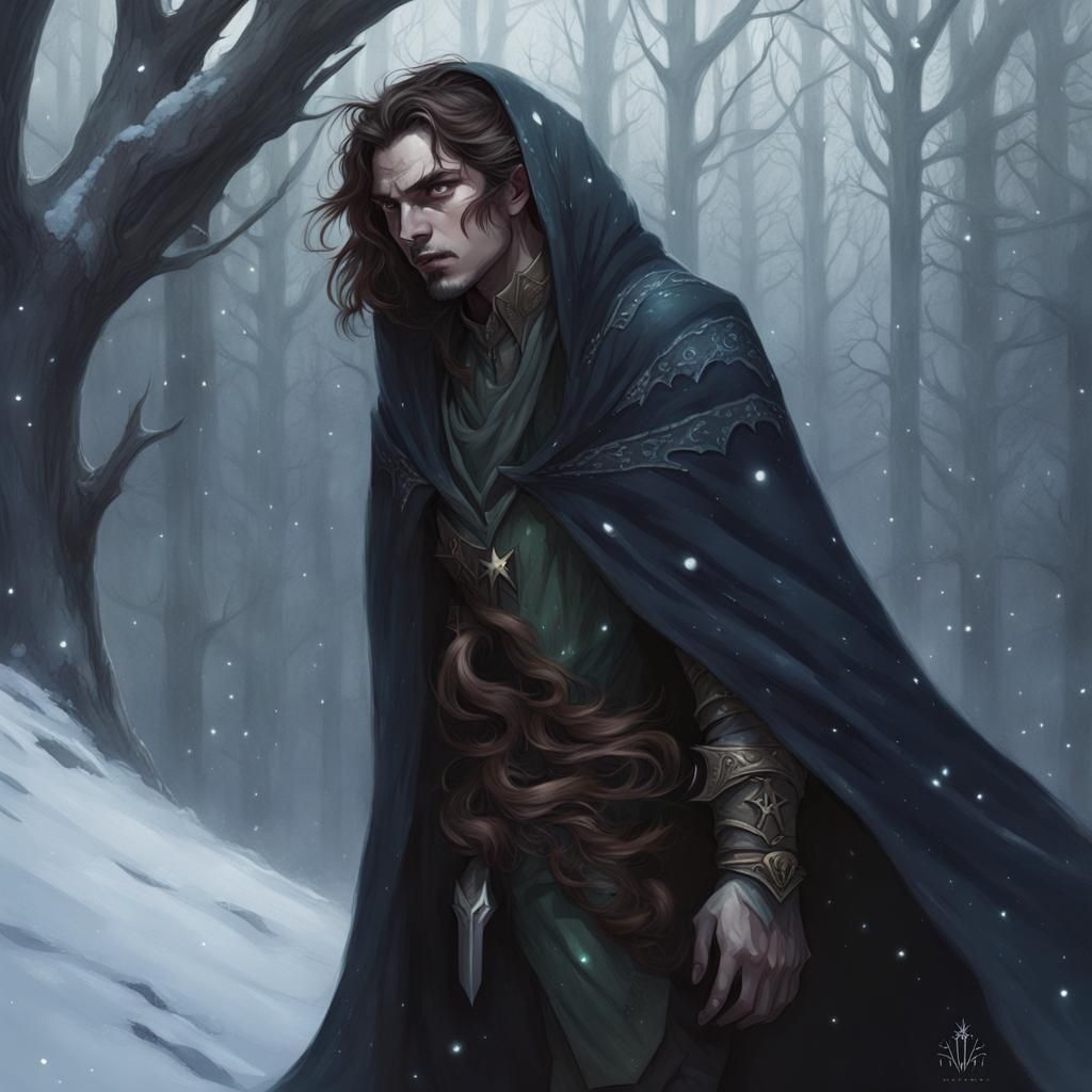 Celestial Druid Cloaked in Winter Stars