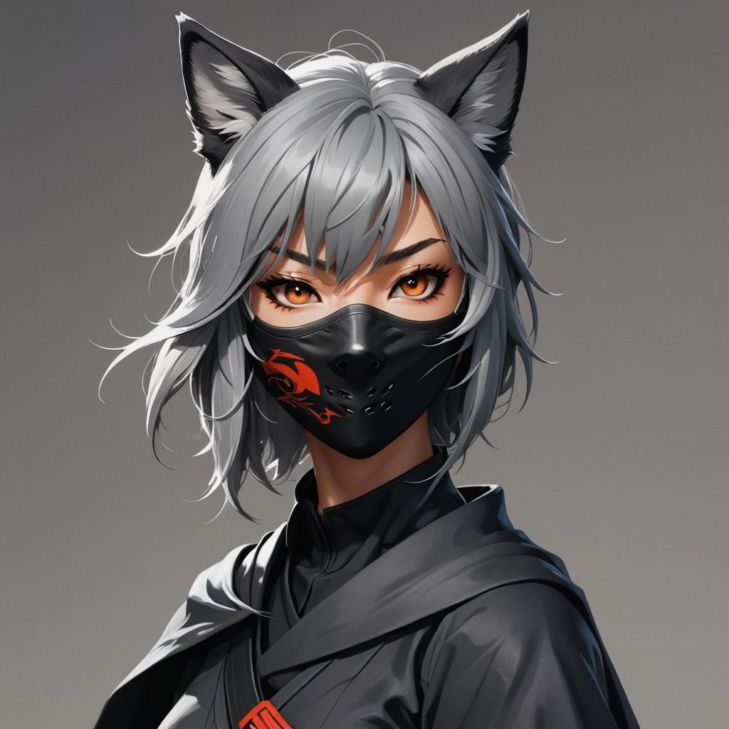 Kitsune Ninja Portrait in Anime Style