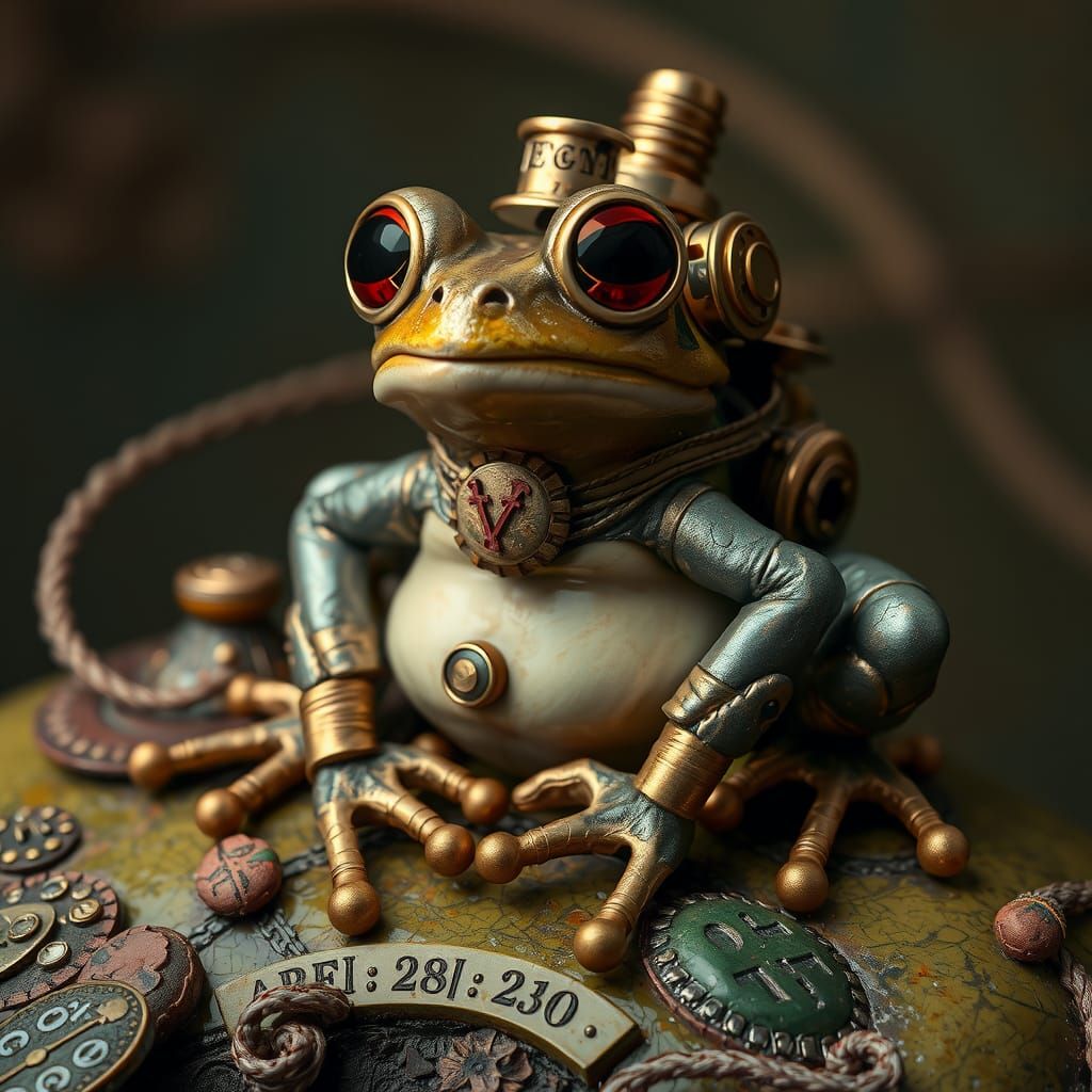 Steampunk Frog Illustration